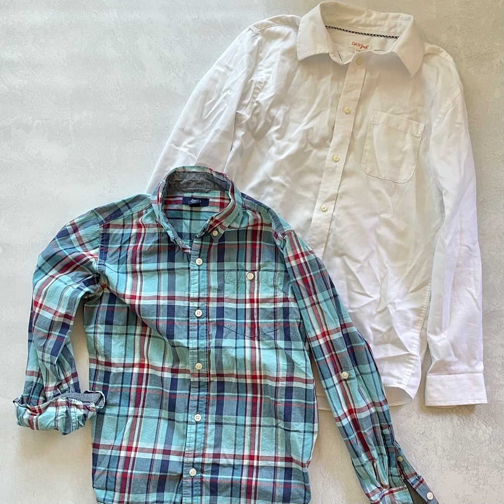 Lot of 2 Casual Button-Down Shirts, Gap and Cat & Jack, size L